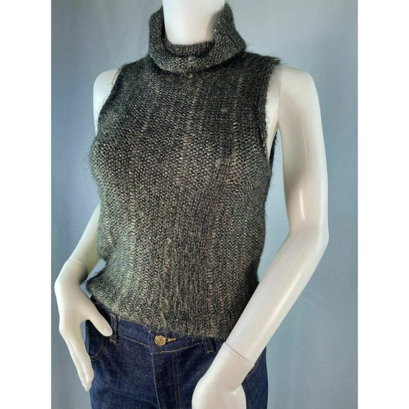 Trussardi Jeans Sleeveless Turtleneck Metallic Dar - Picture 5 of 11